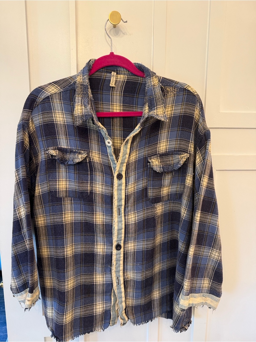 Magnolia Pearl blue plaid flannel 100%cotton